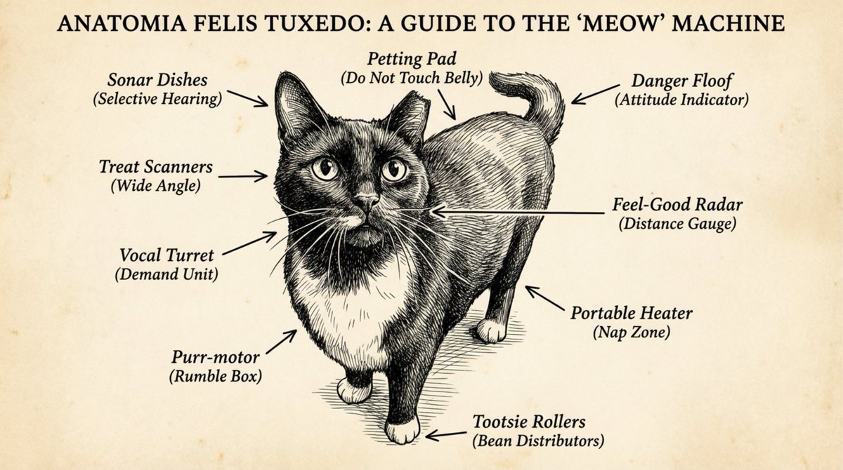 Funny anatomical diagram of a pet
