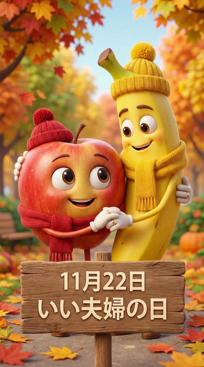 Anthropomorphized apple and banana couple