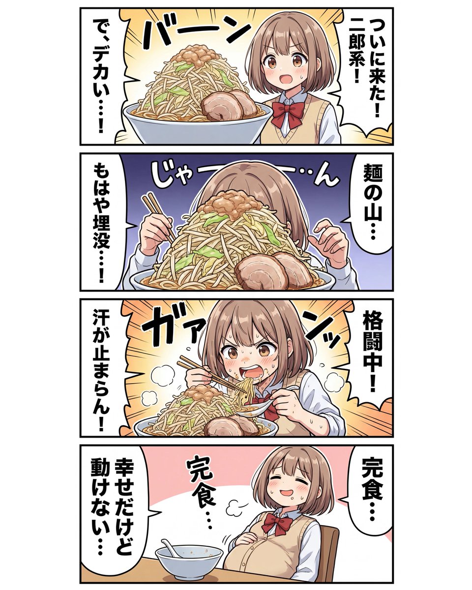 4-panel Japanese gag manga about Nanami eating ramen