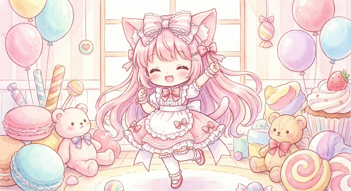Cute chibi cat-eared girl illustration
