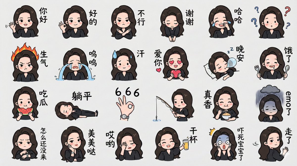 LINE 风格 Q 版表情包头像九宫格 | HTPFT